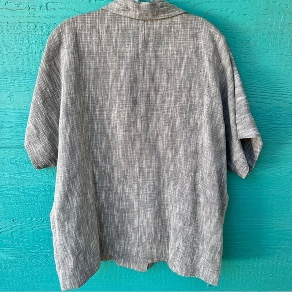 Eileen Fisher Linen Cotton OVERSIZED Boxy Short sleeved Jacket Top  Sz M - Picture 3 of 7